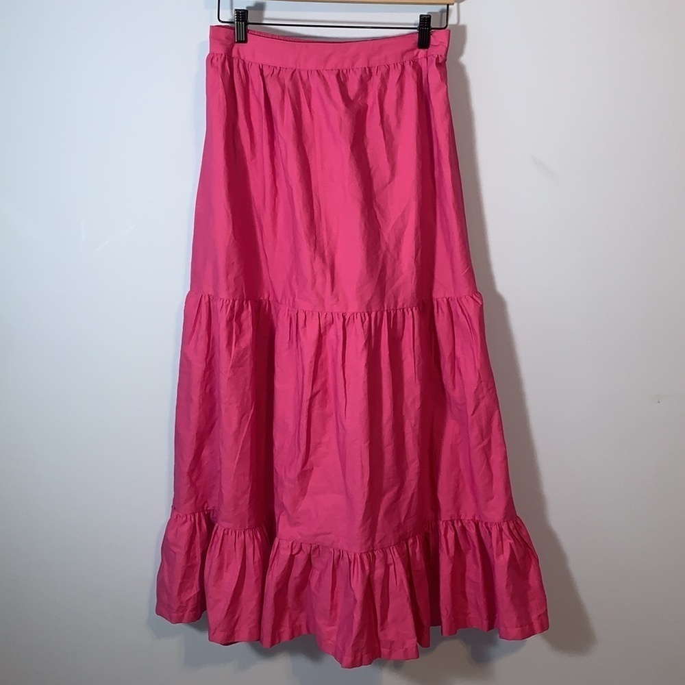 Japna Fuchsia pink Cotton tiered maxi long flowy Skirt size medium